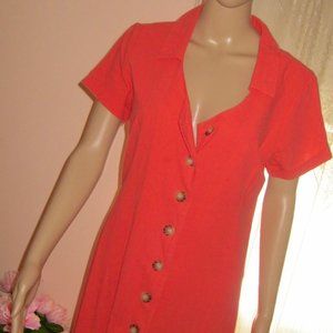 "MISSLOOK PEACHY DRESS SIZE M COTTON 45" LONG & BUTTON DOWN"
